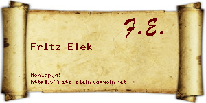 Fritz Elek névjegykártya
